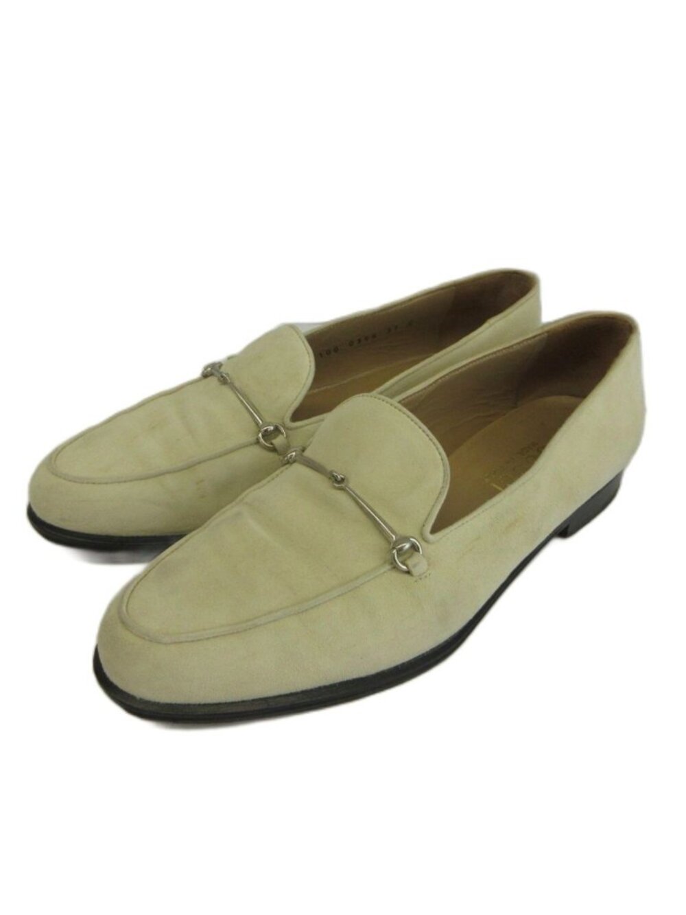 Gucci Loafers Suede Horsebit Silver Beige